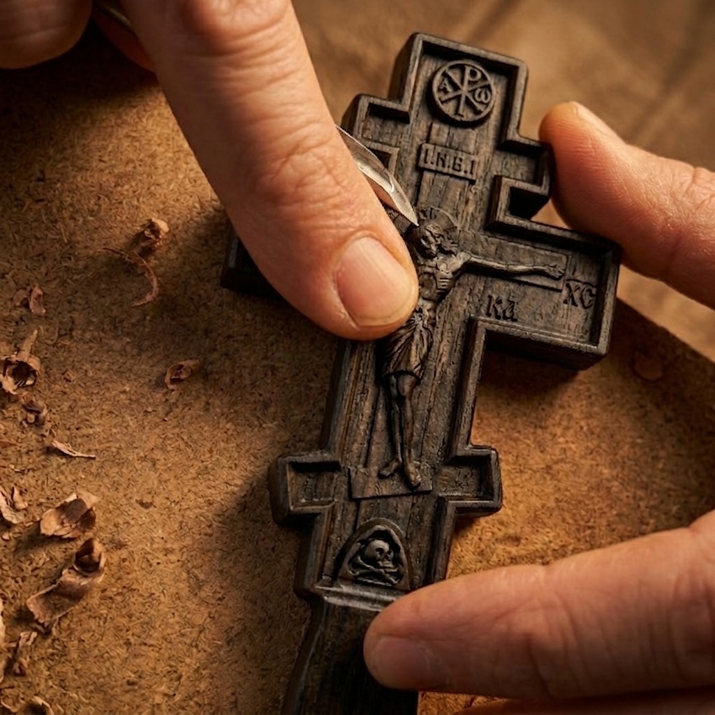 Carving a Wooden Cross